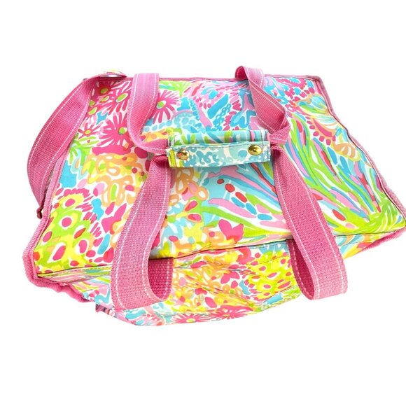 Lilly Pulitzer Pink Floral Insulated Cooler Bag W/ Double Handles & Adjustable S - Picture 9 of 14